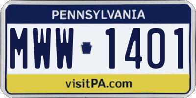 PA license plate MWW1401