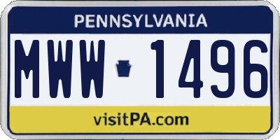 PA license plate MWW1496