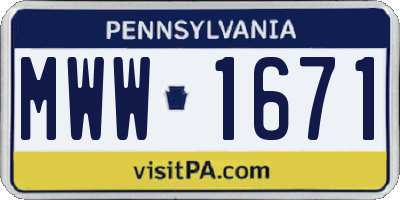 PA license plate MWW1671