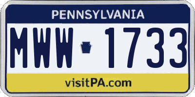 PA license plate MWW1733