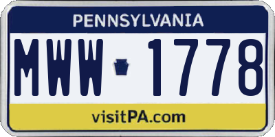 PA license plate MWW1778