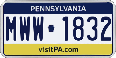 PA license plate MWW1832