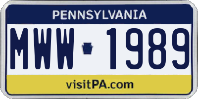 PA license plate MWW1989