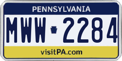 PA license plate MWW2284
