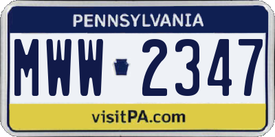 PA license plate MWW2347