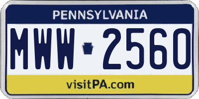 PA license plate MWW2560