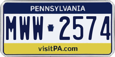 PA license plate MWW2574