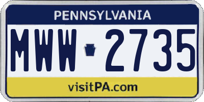PA license plate MWW2735