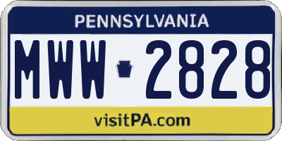 PA license plate MWW2828