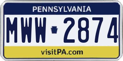 PA license plate MWW2874