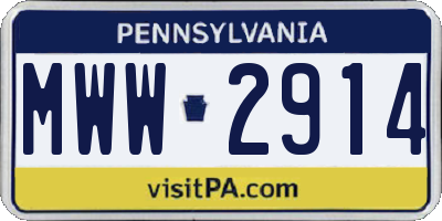PA license plate MWW2914