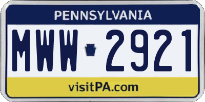 PA license plate MWW2921