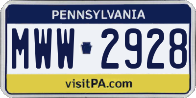 PA license plate MWW2928