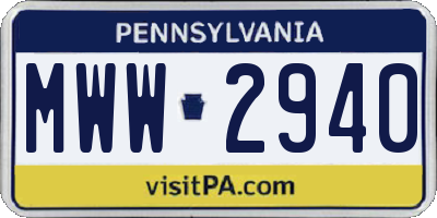 PA license plate MWW2940