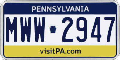 PA license plate MWW2947