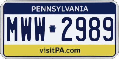 PA license plate MWW2989