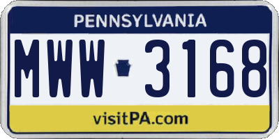 PA license plate MWW3168