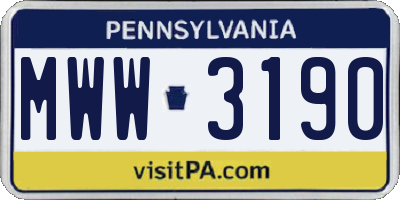 PA license plate MWW3190