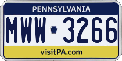PA license plate MWW3266