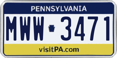 PA license plate MWW3471