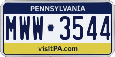 PA license plate MWW3544