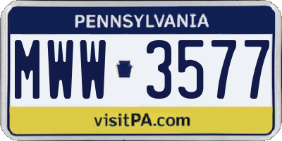 PA license plate MWW3577