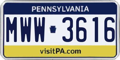 PA license plate MWW3616