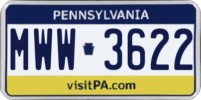 PA license plate MWW3622