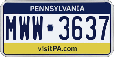 PA license plate MWW3637
