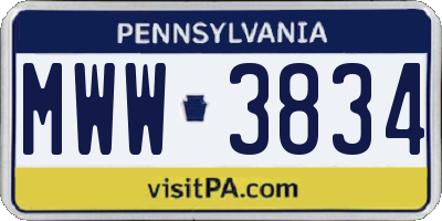 PA license plate MWW3834