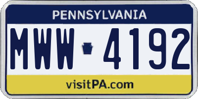 PA license plate MWW4192
