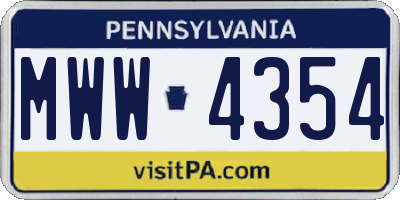 PA license plate MWW4354