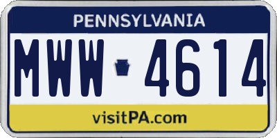 PA license plate MWW4614