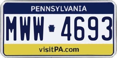 PA license plate MWW4693