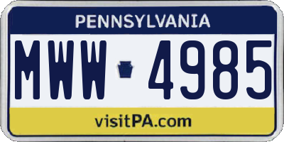 PA license plate MWW4985