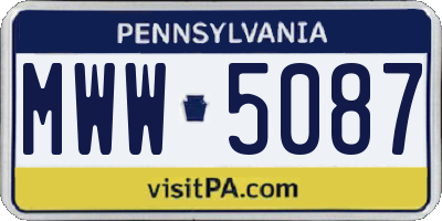 PA license plate MWW5087