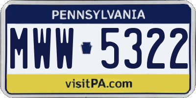 PA license plate MWW5322
