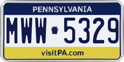 PA license plate MWW5329