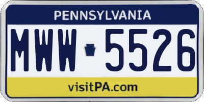 PA license plate MWW5526