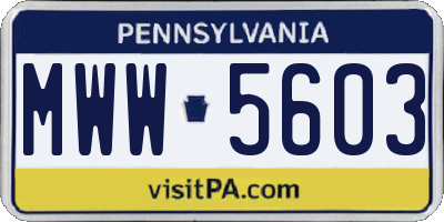 PA license plate MWW5603