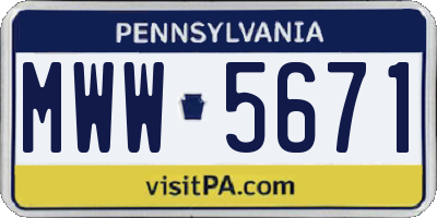 PA license plate MWW5671