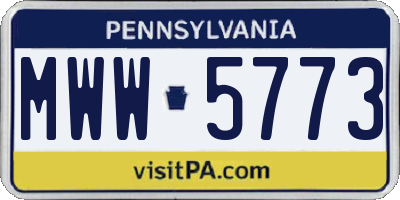 PA license plate MWW5773