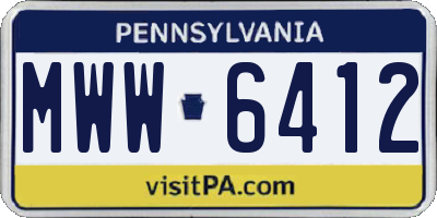 PA license plate MWW6412