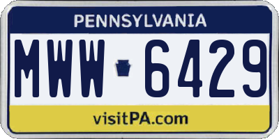 PA license plate MWW6429