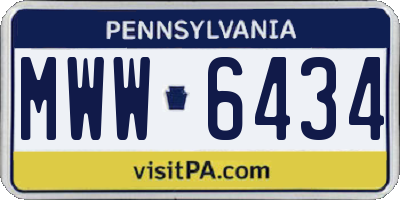 PA license plate MWW6434
