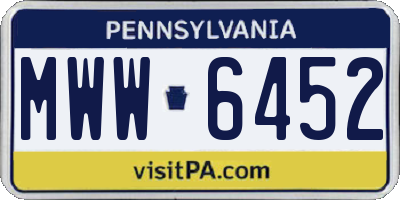 PA license plate MWW6452