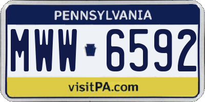 PA license plate MWW6592