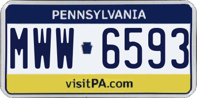 PA license plate MWW6593