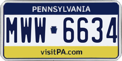 PA license plate MWW6634