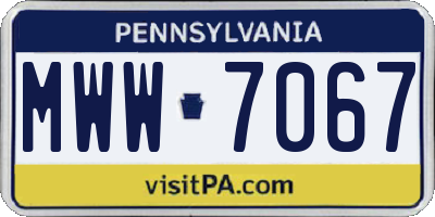 PA license plate MWW7067